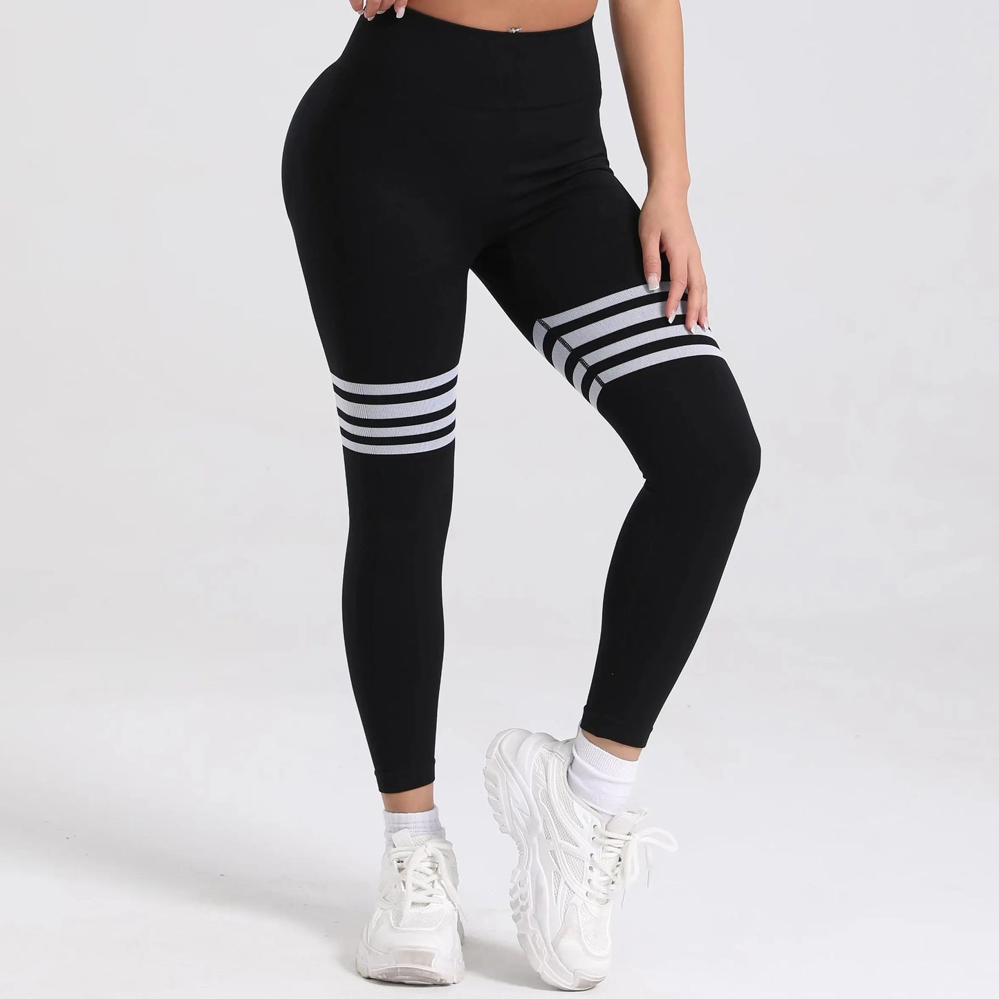 Women V Back Line Leggings Gym Fitness Athletic Workout Elastic Leggins Butt Lifting Yoga Pants Sports Training Tights S-XL